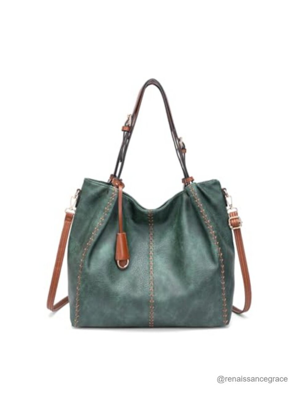 Vintage PU Leather Hobo Shoulder Bag, Tote with Rivets